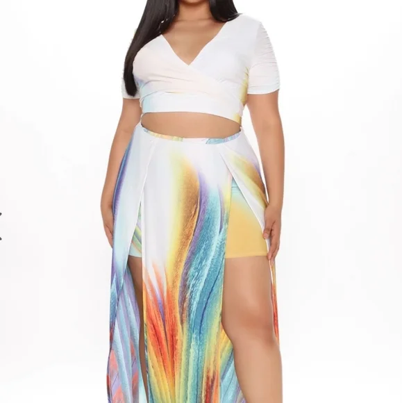 Fashion Nova | Dresses | Rainbow Wrap Maxi Dress Plus Size | Poshmark
